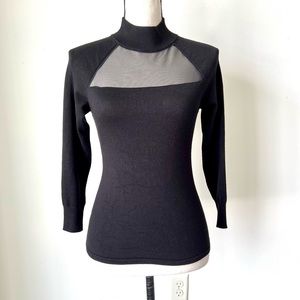VENUS Sheer Lace Cut Out Lightweight Turtleneck Sweater—SZ. Small